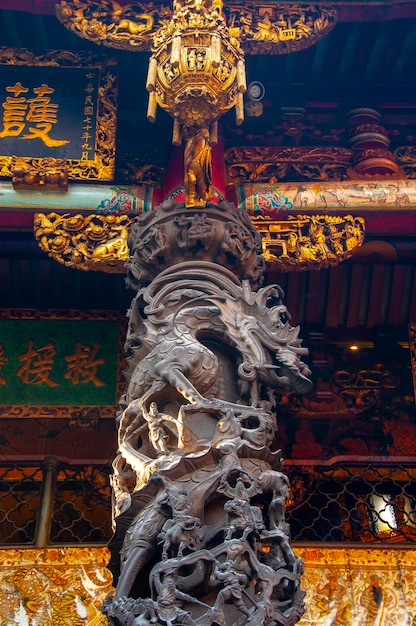 Cina Tradizione Religione Credenza Sito storico di Taiwan Tempio Longshan Dragon Pillar