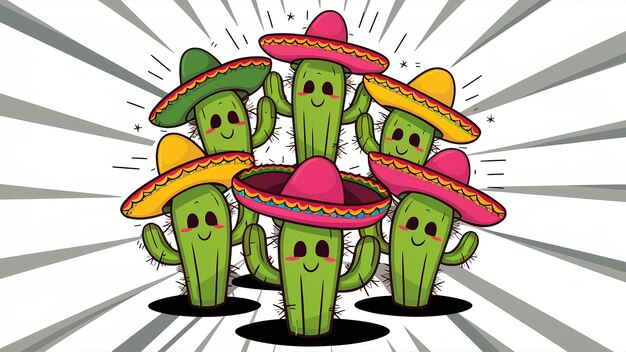 Cinco de Mayo con cactus Generative ai