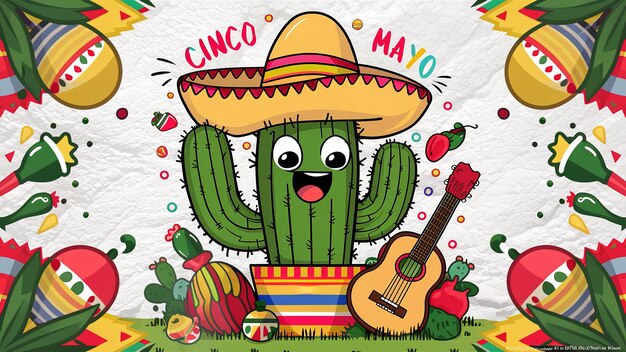 Cinco de Mayo con cactus Generative ai
