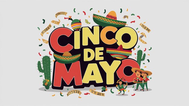 CINCO DE MAYO testo isolato su sfondo bianco Generativo ai