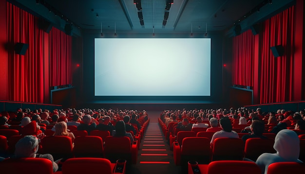 Cinema schermo largo vuoto nella sala cinematografica