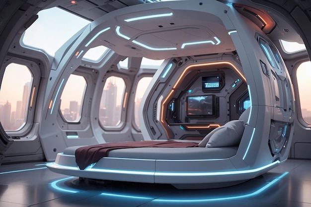 Cinematic Escape Pod Progetta una camera da letto futuristica ispirata ai film di fantascienza