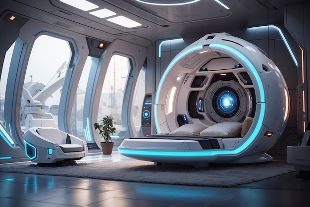 Cinematic Escape Pod Progetta una camera da letto futuristica ispirata ai film di fantascienza
