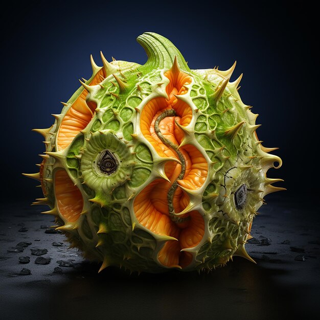 Cinematic Kiwano Kingdom Ultra Realistic 16k UHD Digital Art of Horned Melon