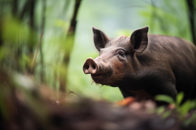 Cinghiale selvaggio in un denso bosco