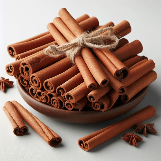 Cinnamon sticks bunch su sfondo bianco