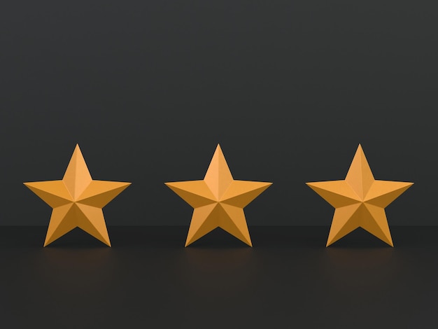 Cinque stelle d'oro recensione cliente esperienza qualità servizio eccellente feedback concetto 3d rendering