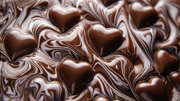 Cioccolati a forma di cuore che girano uno sfondo decadente per le delizie gourmet delle confiterie o