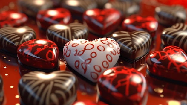 Cioccolatini a forma di cuore AI generativa