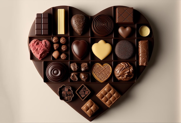 Cioccolatini a forma di cuore d'amore Generativo ai