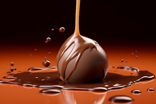 Cioccolato che cade in liquido che tenta indulgenza e delizia decadente IA generativa