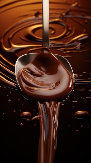 Cioccolato che si scioglie sul cucchiaio