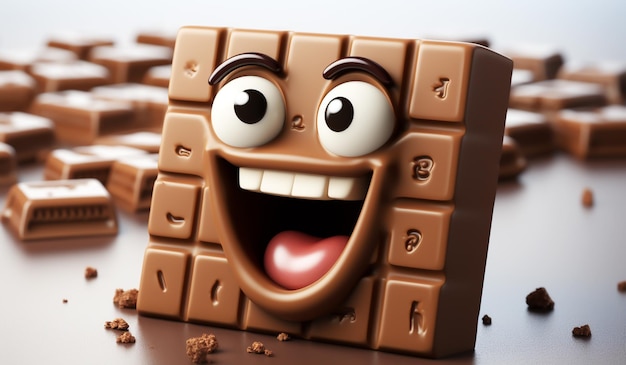 Cioccolato divertente con faccia sorridente generato dall'IA