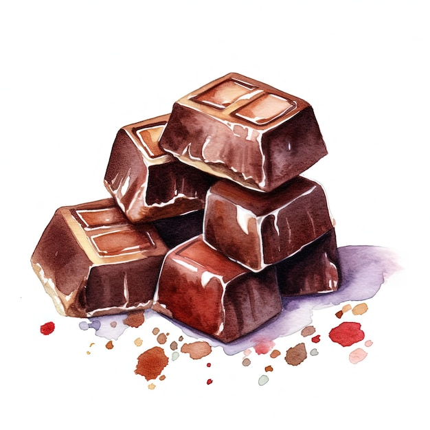 Cioccolato dolce dell'acquerello illustrazione AI generativa