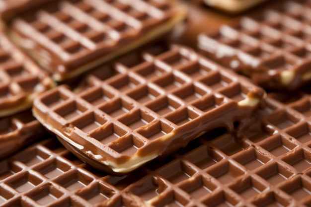 Cioccolato fuso con sfondo di wafer