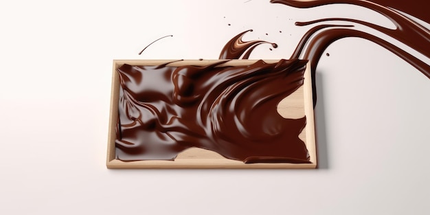 Cioccolato in una scatola di legno con un coltello e un coltello