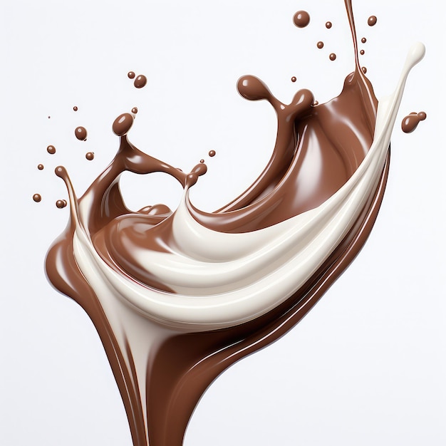 Cioccolato liquido splash isolato su bianco per la stampa di prodotti di web design