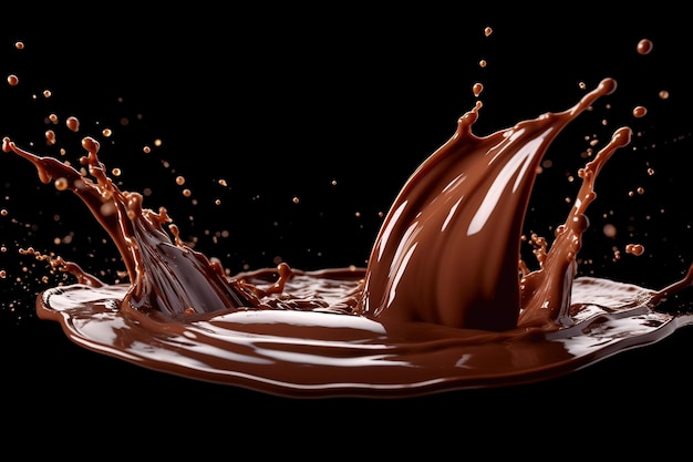 Cioccolato scuro fuso al caldo che tenta l'indulgenza e la deliziosa decadenza