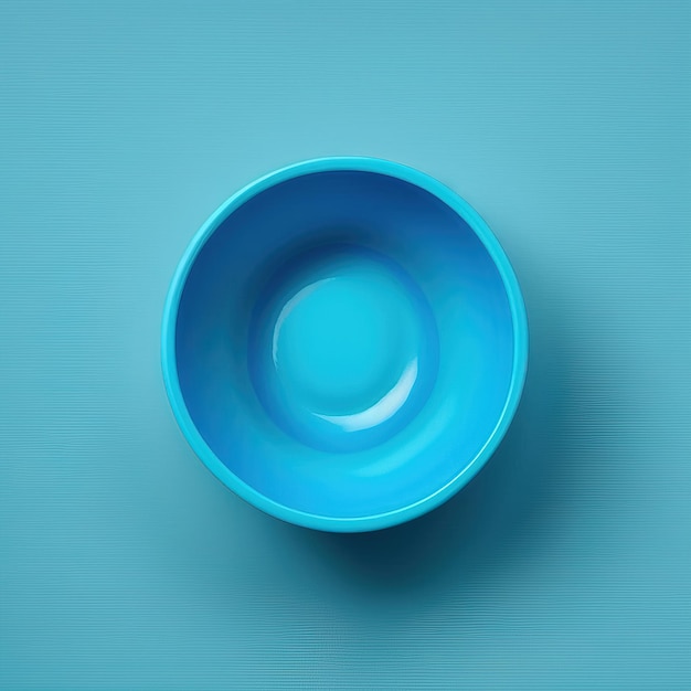 Ciotola blu nel concetto di design semplice minimo sfondo blu piatto