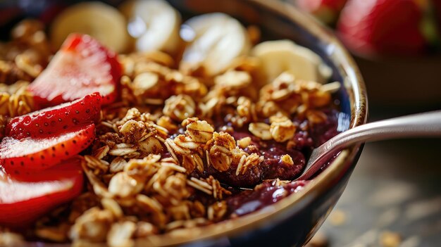 Ciotola di acai con banana e granola croccante