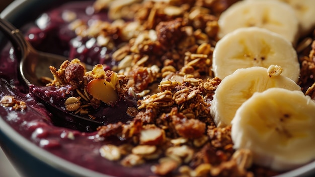 Ciotola di acai con banana e granola croccante