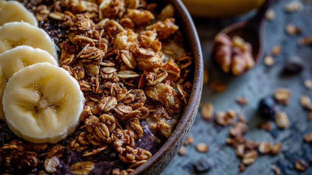 Ciotola di acai con banana e granola croccante