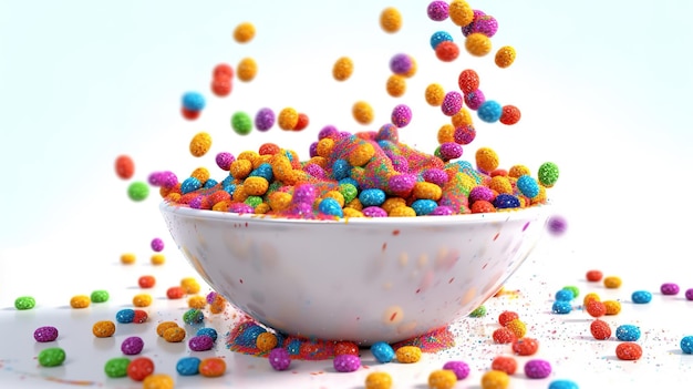 ciotola di cereali cerchio colorato con latte