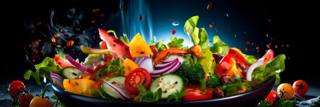 ciotola di insalata colorata che mostra gli ingredienti freschi e i colori vivaci del piatto AI generativa