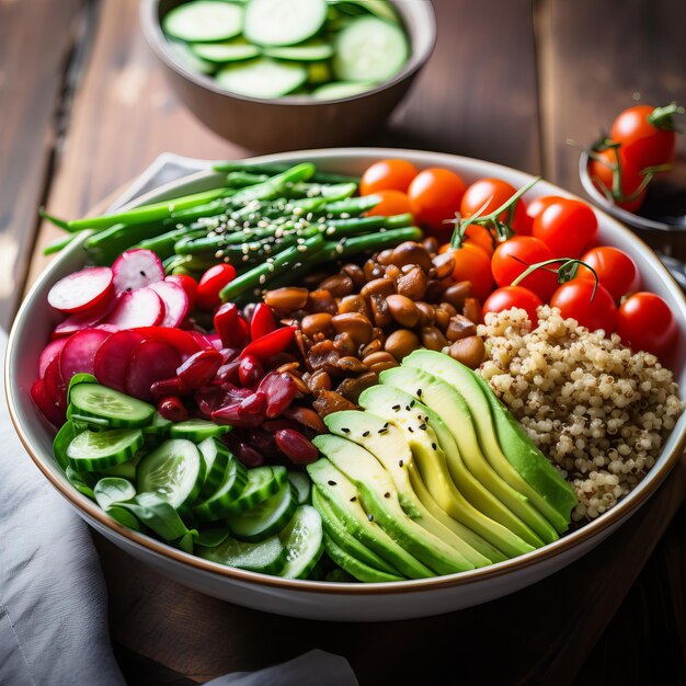 Ciotola di insalata di cibo sano ciotola di Buddha di insalato di avocado