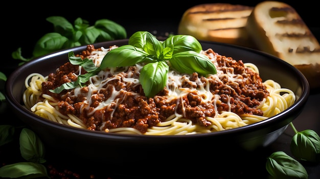 ciotola di polpette di spaghetti alla bolognese