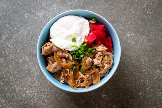 ciotola di riso di maiale con uovo (Donburi) - cibo giapponese