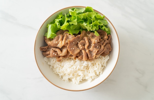 Ciotola di riso Donburi di maiale giapponese fatta in casa