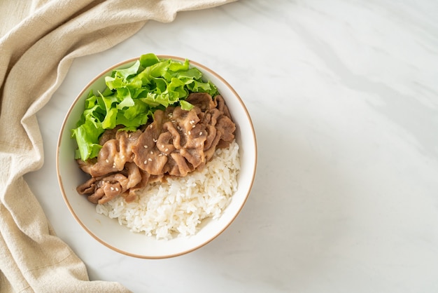 Ciotola di riso Donburi di maiale giapponese fatta in casa