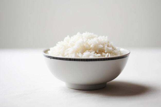 Ciotola di riso su uno sfondo bianco
