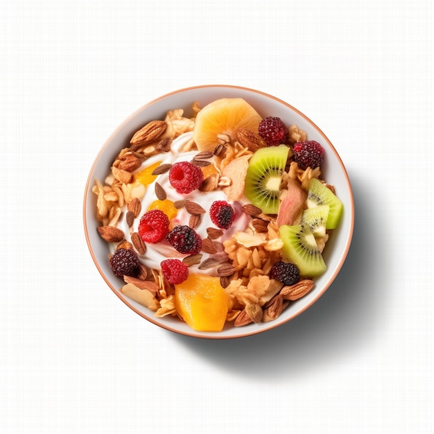 Ciotola di yogurt, frutta e granola