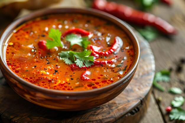 Ciotola di zuppa con carne e verdure