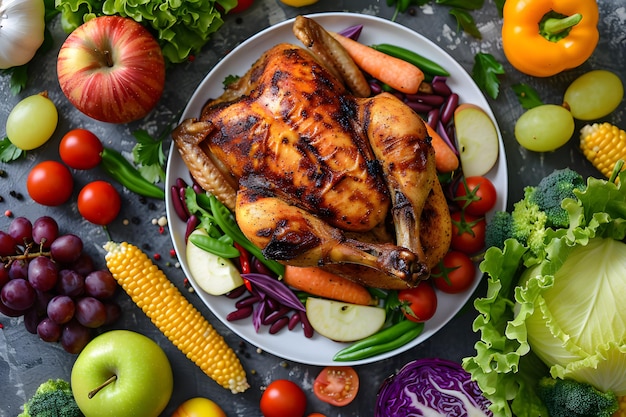 Ciotole con cibo vegetariano sano sullo sfondo scuro vista dall'alto