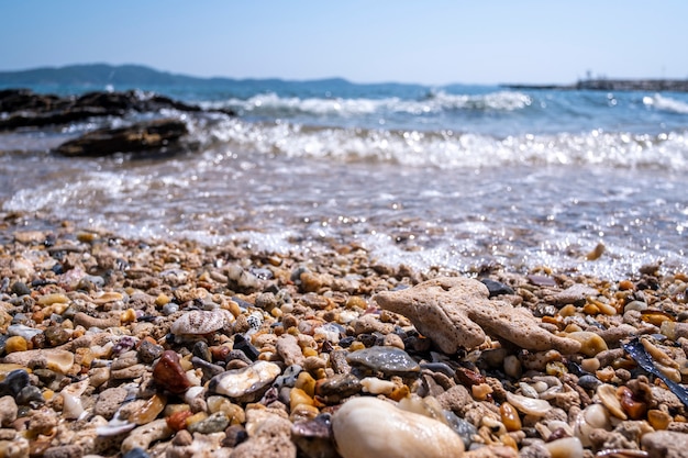 ciottoli di mare sulla spiaggia