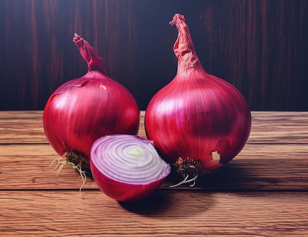 Cipolla rossa sul tagliere in cucina