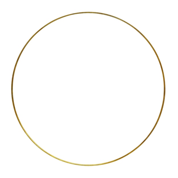 Circolo d'oro minimalista su bianco Design semplice di cerchio d'oro Arte d'oro elegante Perfetto per l'arredamento moderno Il cerchiod'oro aggiunge un tocco di classe Quadro con elemento di spazio di copia isolato su bianco