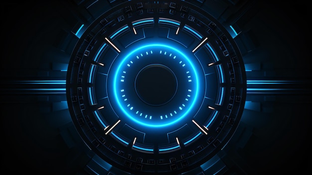 Circolo geometrico di colore blu neon