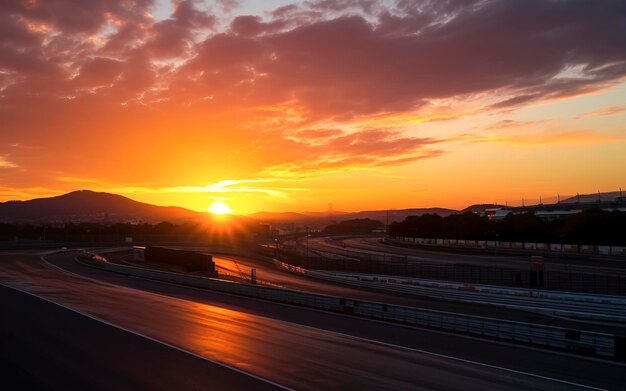 Circuit of Dreams: The Serenity of Racing at Sunset creato con la tecnologia Generative AI