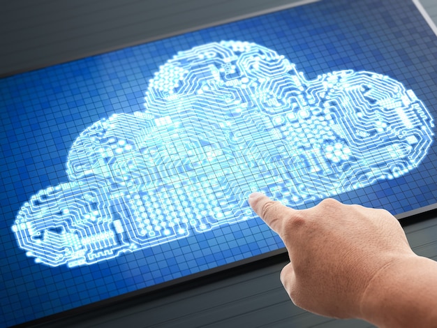 Circuito di rendering 3D cloud su tablet per la tecnologia di cloud computing