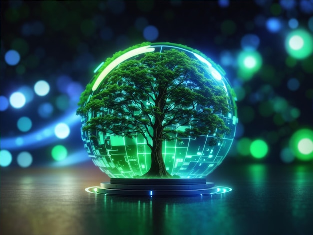 Circuito Natura Digitale Albero che cresce con l'animazione digitale