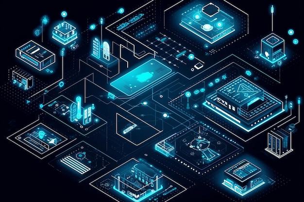 Circuito stampato del computer AI generativo