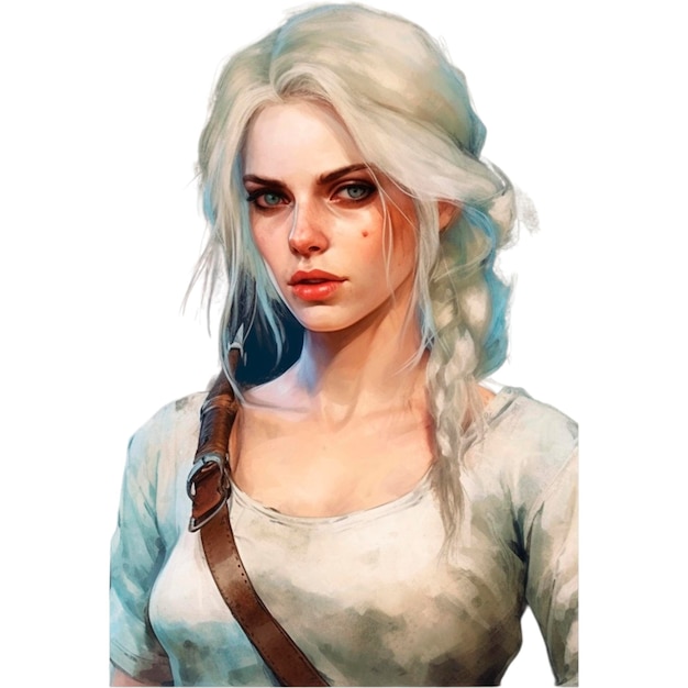 Ciri il stregone su uno sfondo bianco