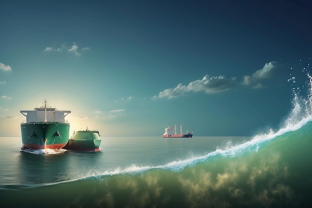 Cisterna LNG in mare Cisterna di trasporto di gas per il trasporto di gas naturale liquefatto generativo AI