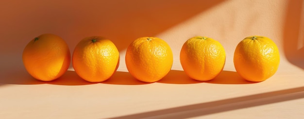 Citrus freschi su passerelle minimaliste Vetrina luminosa di cibo sano