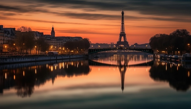 città al tramonto tramonto sul fiume AI generativa