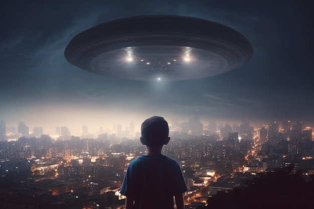 Città bambino UFO Scienza aliena Genera Ai